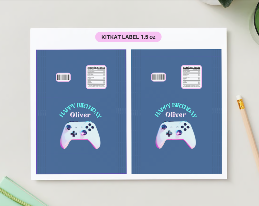 Birthday Gamer KitKat Labels